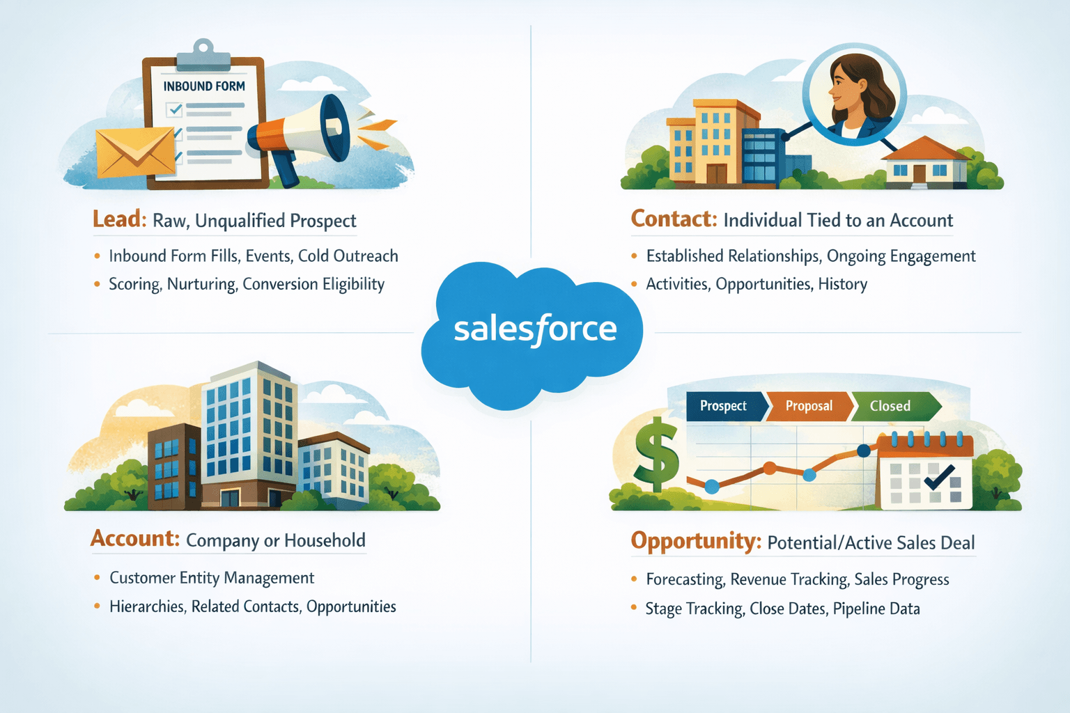Salesforce Lead Contact Account Opportunity Definitions Glossary